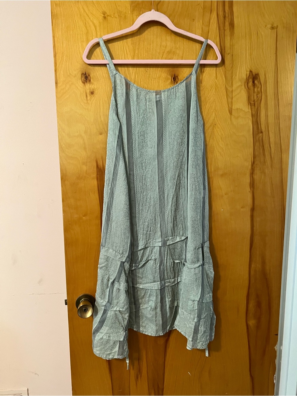 Krista Larson Light Green Textured Spaghetti Strap Sundress Layering Piece